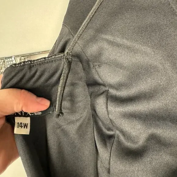 VTG ONYX NITE | Black Satin Gem Ruched Front Slit Maxi Y2K‎ Dress | Women's 14W - Picture 11 of 11